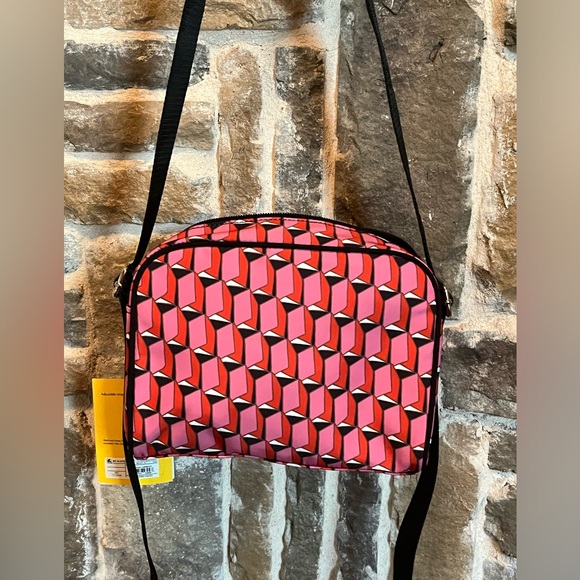 DVF FOR TARGET pink and ref geo print crossbody bag new - Picture 3 of 8